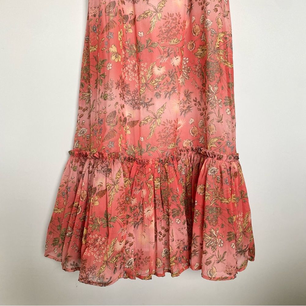 byTiMo Chiffon Strap Maxi Dress Salmon Bright Field Sleeveless Size XS NWOT - Picture 10 of 16